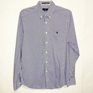 Simply Southern Button Shirt Mens Small Blue White Checked Long Sleeve Collared
